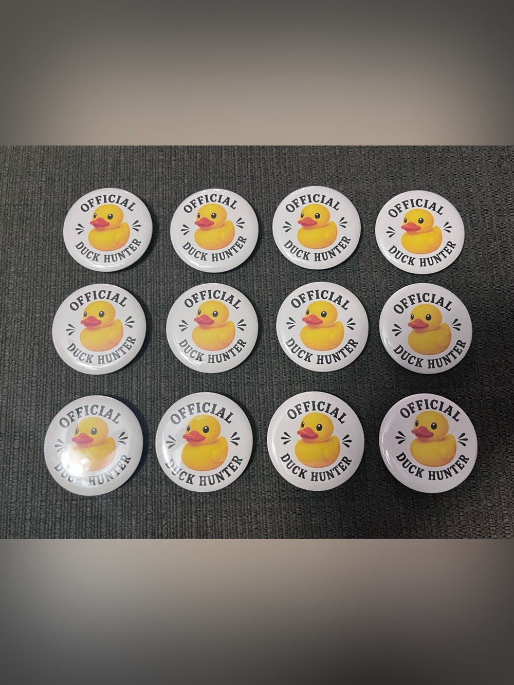 Official Duck Hunter Rubber Duck Button Pin — Yellow & White (Set of 12)